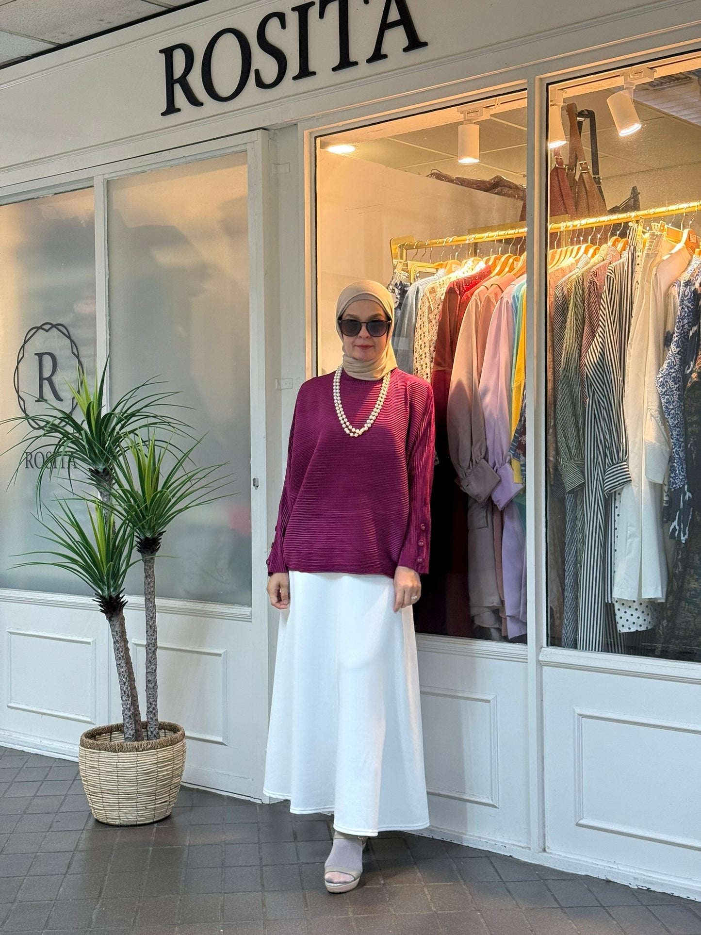 Neena Pleated Batwing Top in Magenta (NEW!)