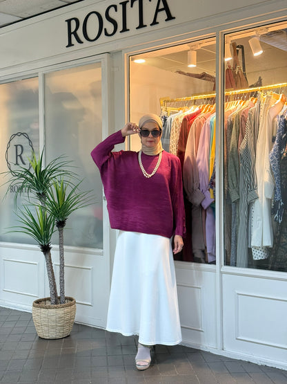 Neena Pleated Batwing Top in Magenta (NEW!)