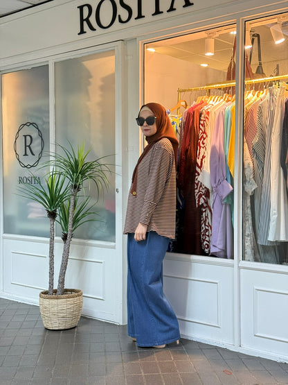 Amy Striped Top in Maroon (NEW!)