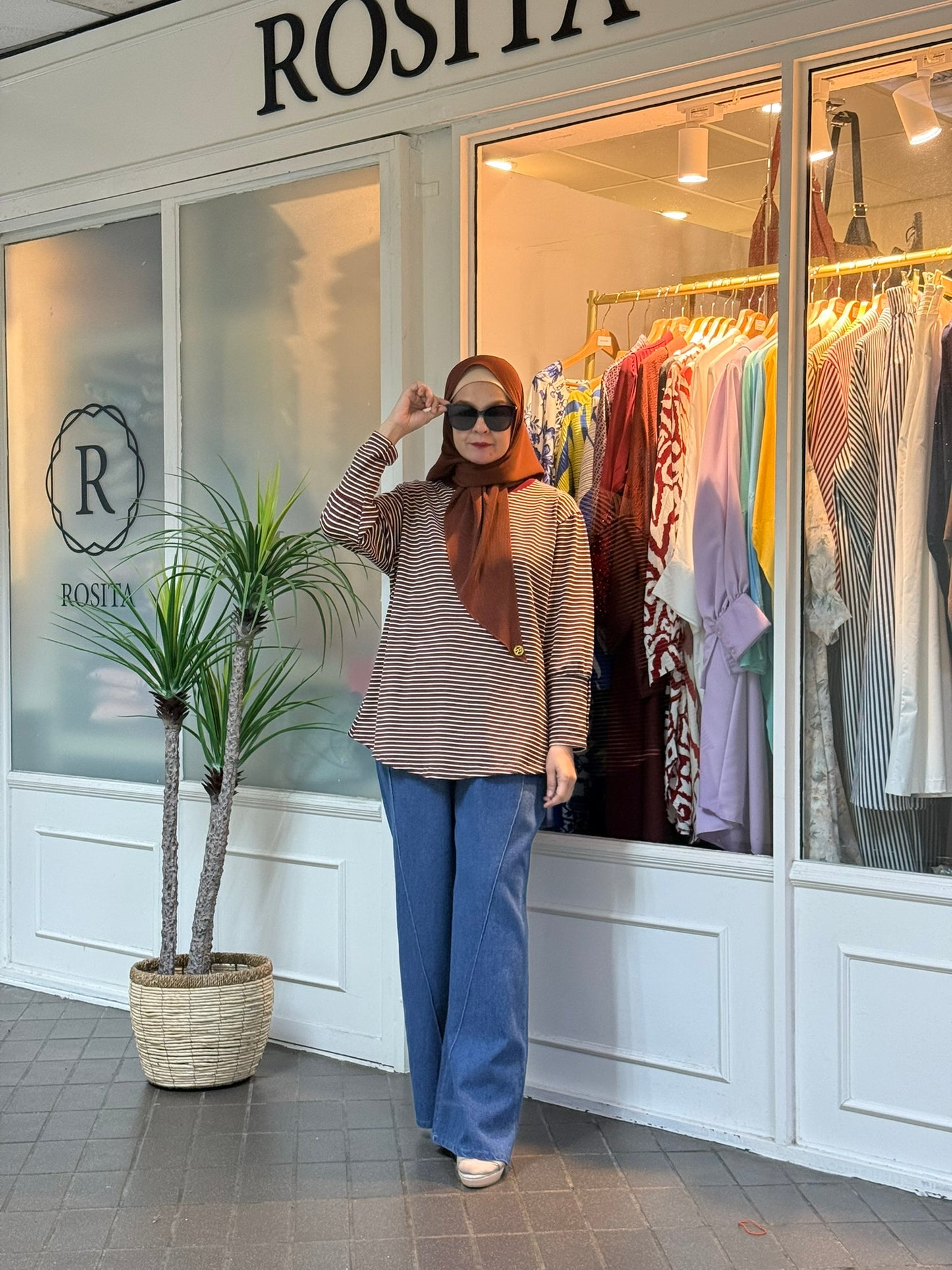 Amy Striped Top in Maroon (NEW!)