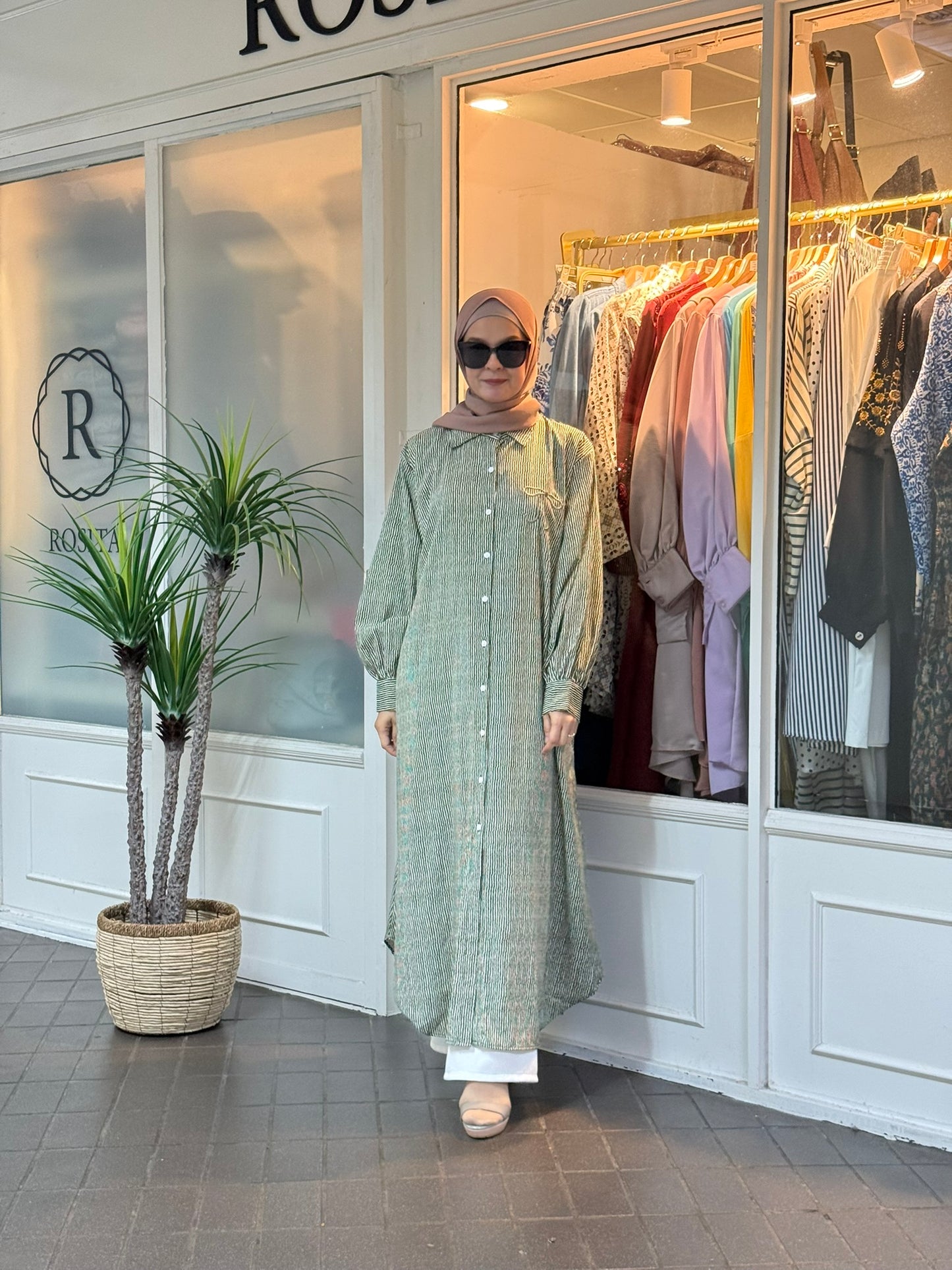 Sofea Long Tunic in Mint Stripes (NEW!)