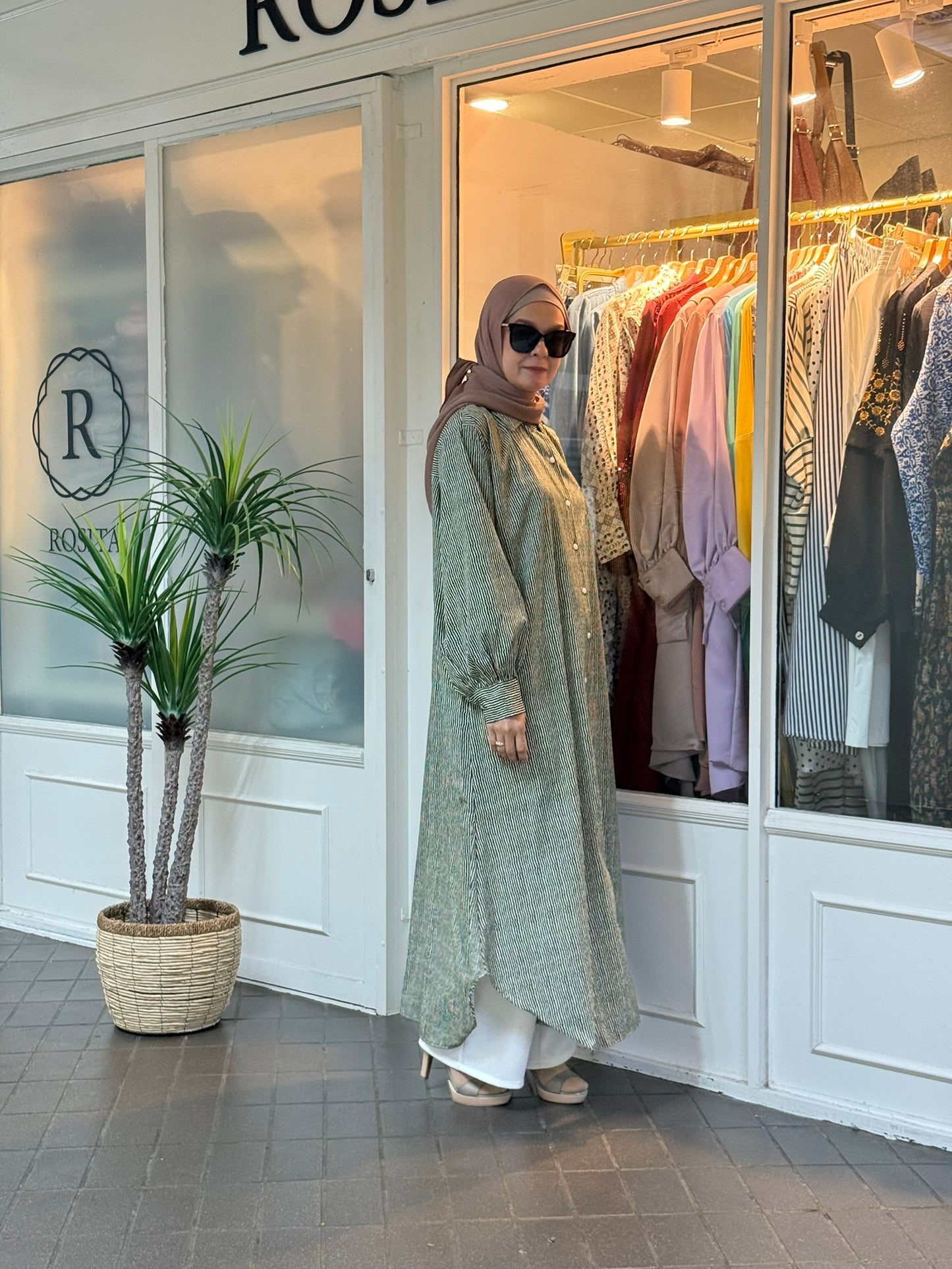 Sofea Long Tunic in Mint Stripes (NEW!)