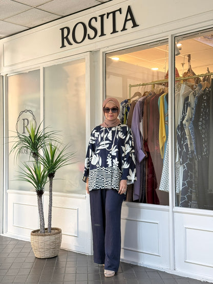 Raisa Pants Set in Navy Blue (Pre-Order!)