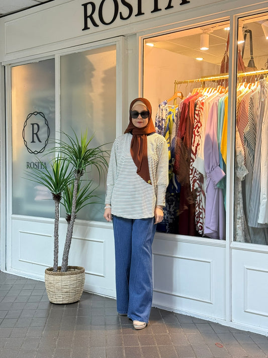 Amy Striped Top in Navy Blue (NEW!)