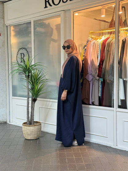 Azzahra Pleated Long Kaftan in Navy (NEW!)