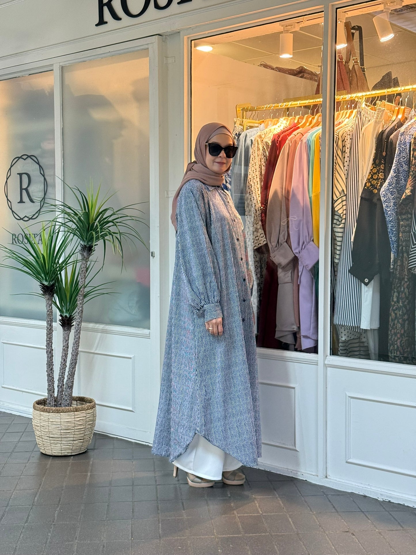 Sofea Long Tunic in Navy Stripes (NEW!)