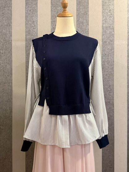 Elena Vest Striped Top in Navy (NEW!)