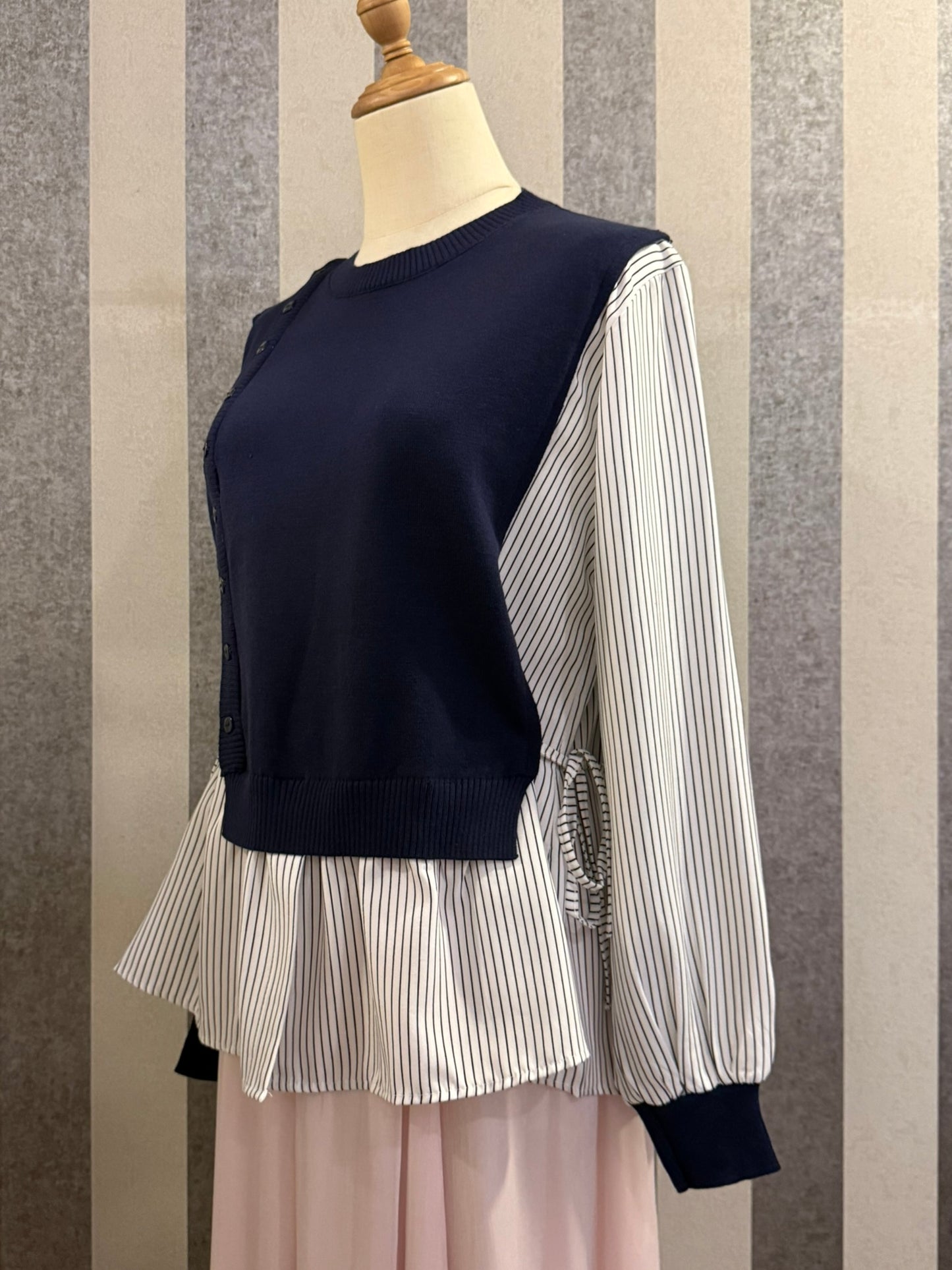 Elena Vest Striped Top in Navy (NEW!)