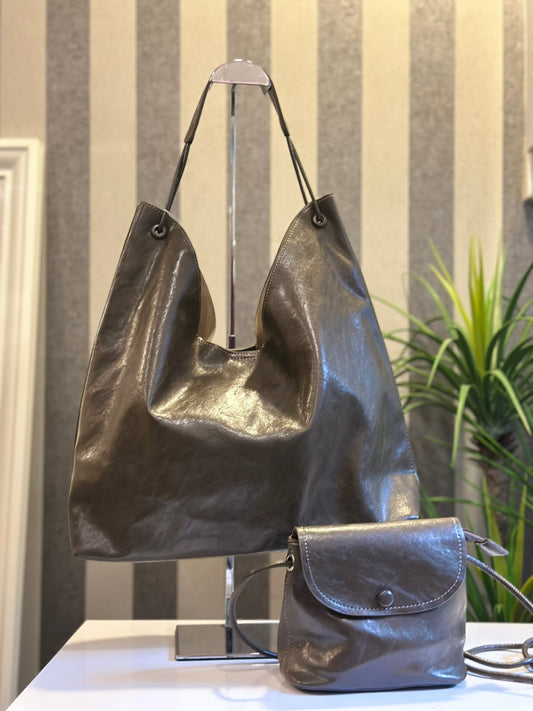 Netta Hobo Bag in Dark Taupe (NEW!)