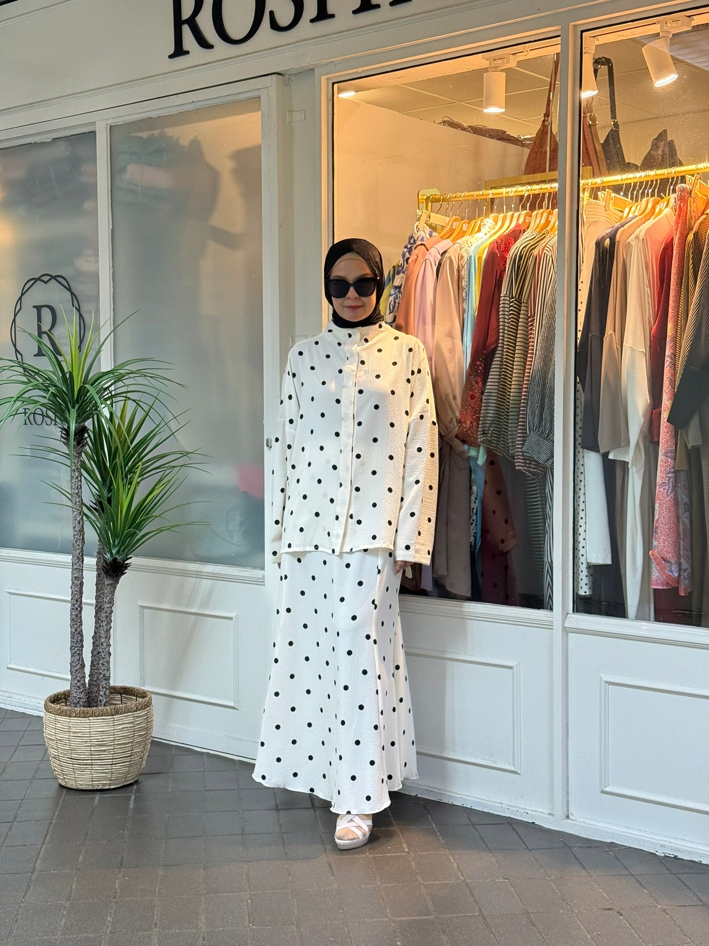 Jelita Polka Dot Co-Ord Set in Off White (NEW!)