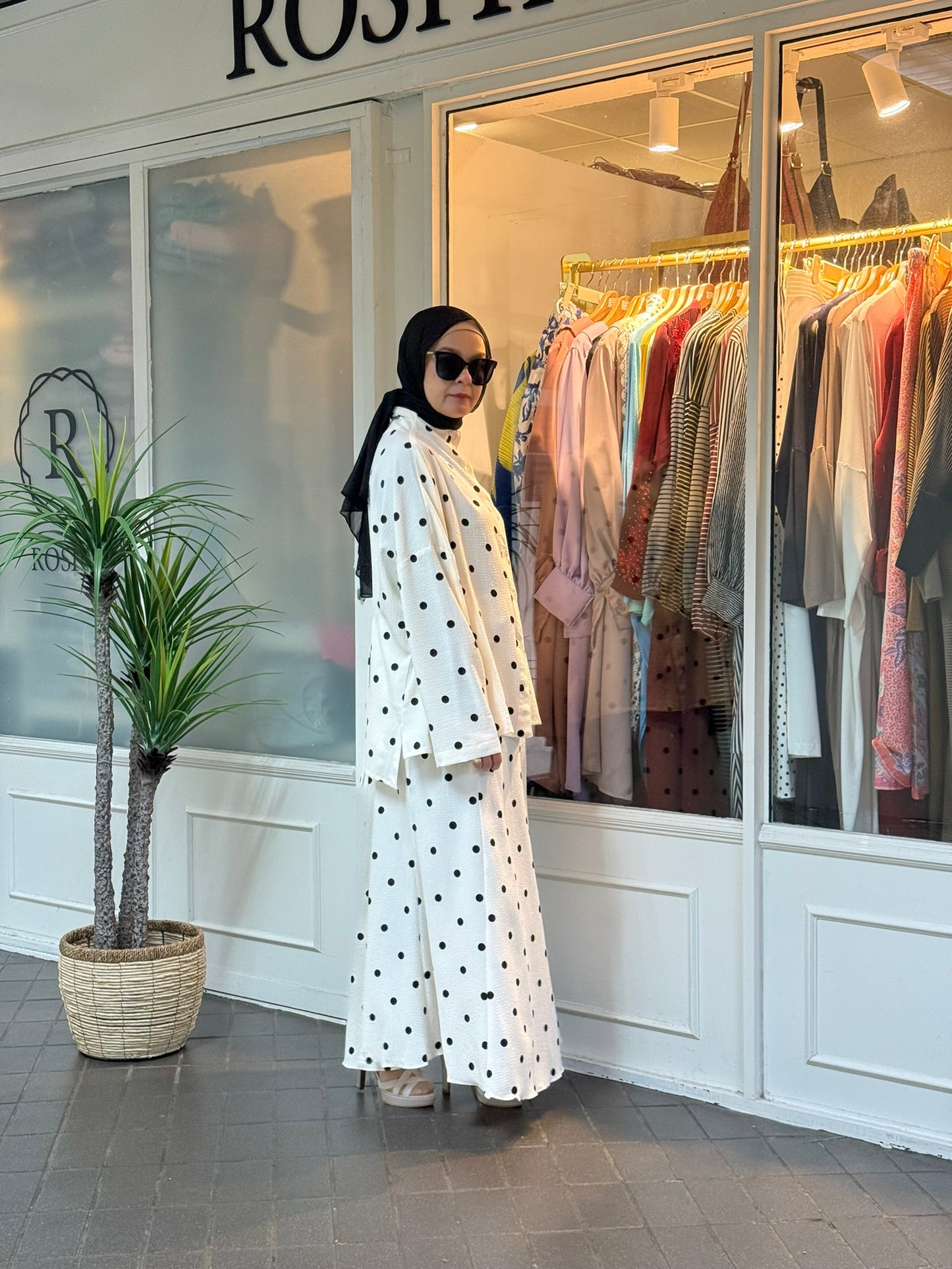 Jelita Polka Dot Co-Ord Set in Off White (NEW!)