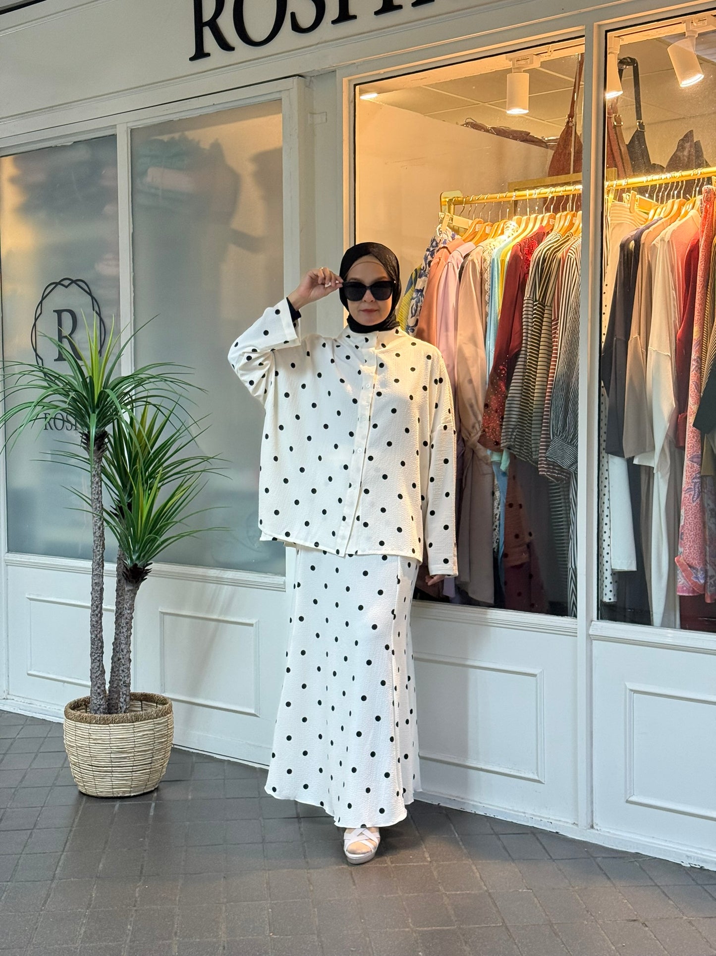 Jelita Polka Dot Co-Ord Set in Off White (NEW!)