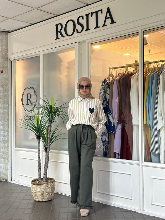 Elise Cotton Ruffles Pants 2.0 in Army Green (NEW!)