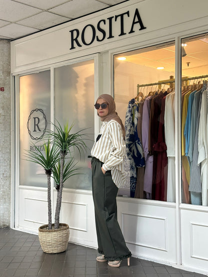 Elise Cotton Ruffles Pants 2.0 in Army Green (NEW!)