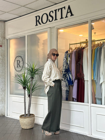 Elise Cotton Ruffles Pants 2.0 in Army Green (NEW!)