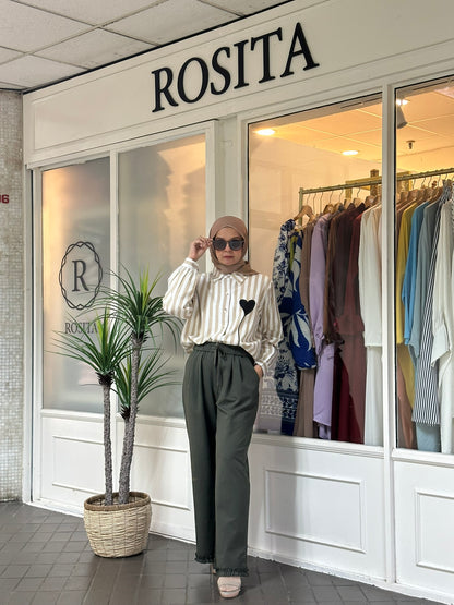 Elise Cotton Ruffles Pants 2.0 in Army Green (NEW!)