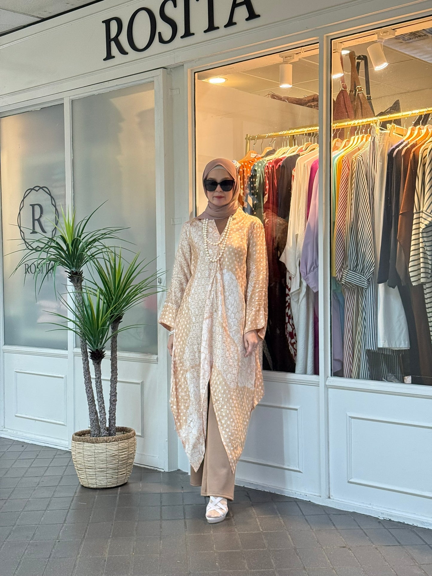 Miranda Batik Sutera Tunic in Peach (NEW!)