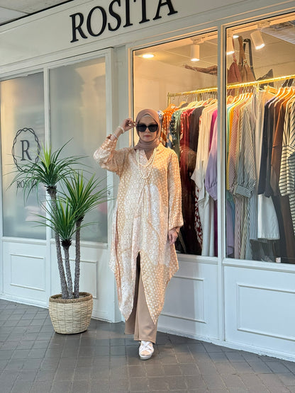 Miranda Batik Sutera Tunic in Peach (NEW!)