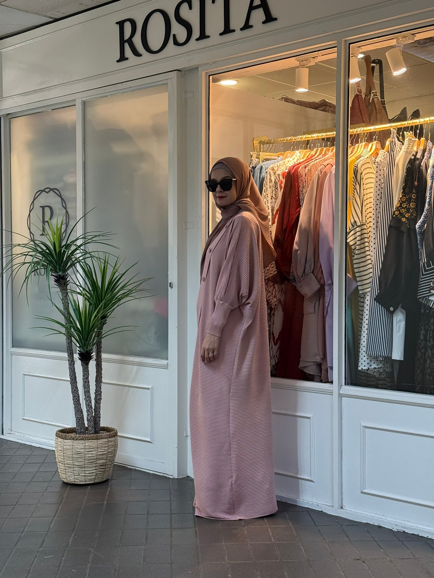 Reena Pleated Batwing Button Dress in Pink (NEW!)