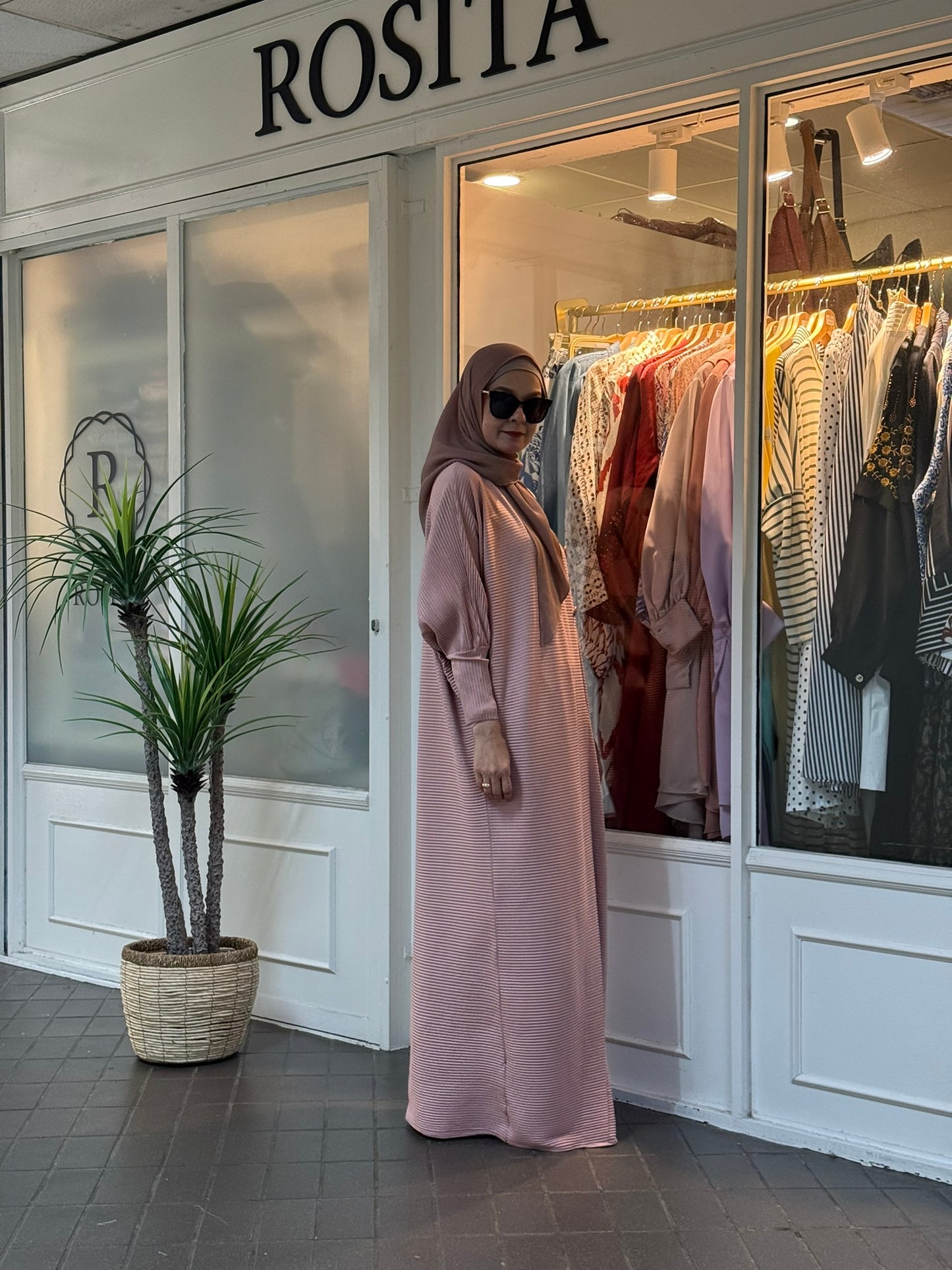 Reena Pleated Batwing Button Dress in Pink (NEW!)