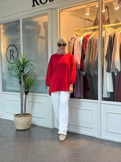 ND Balloon Sleeve Top in Red (NEW!)