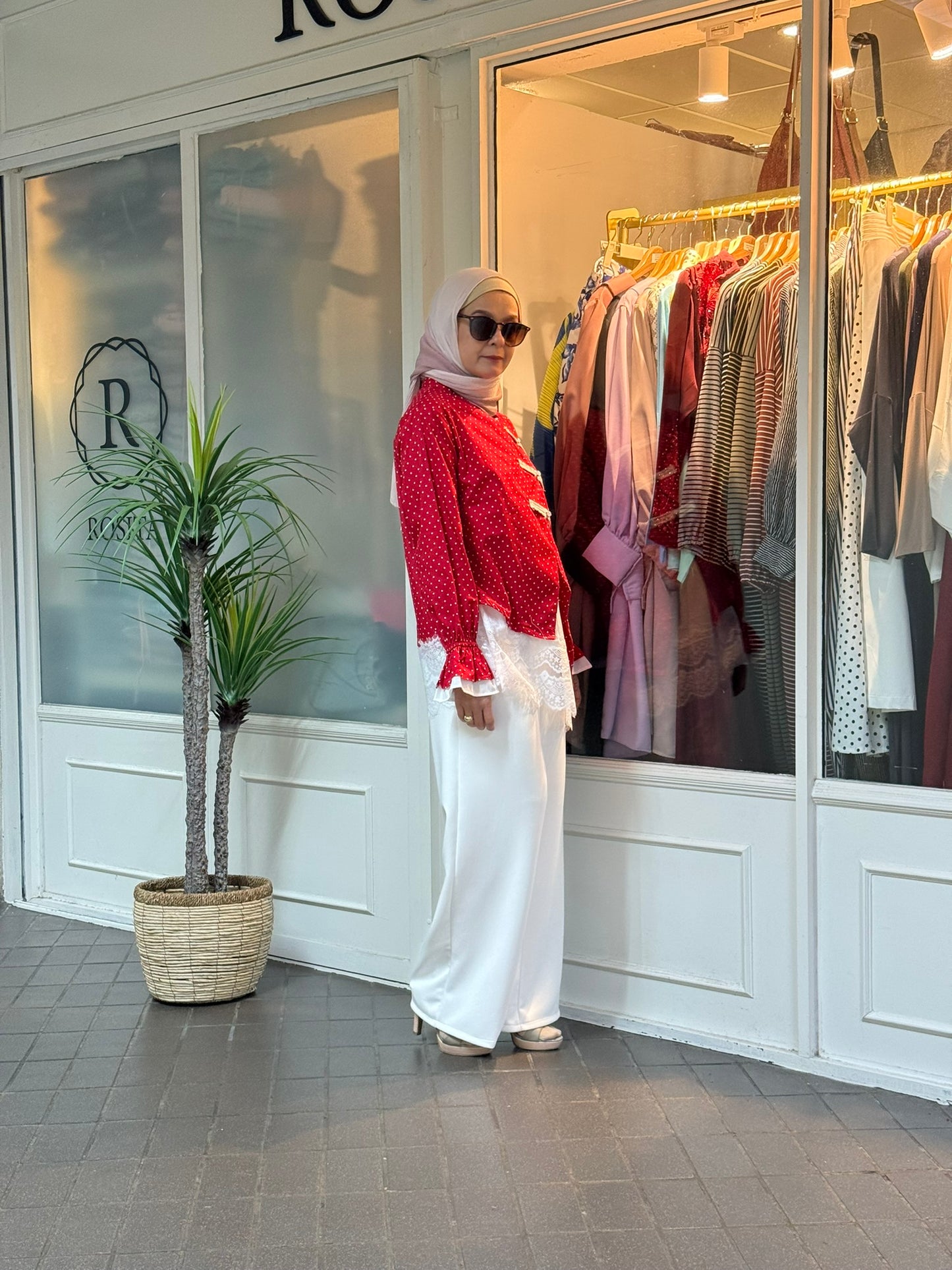 ND Mandarin Collar Top in Red (NEW!)