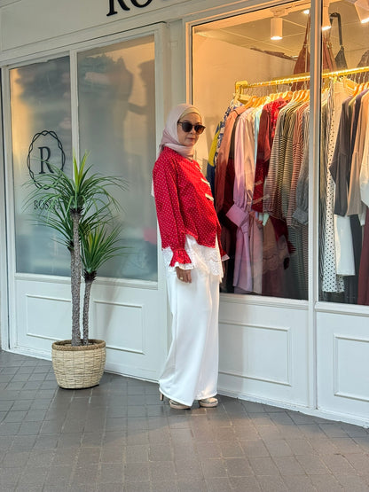 ND Mandarin Collar Top in Red (NEW!)