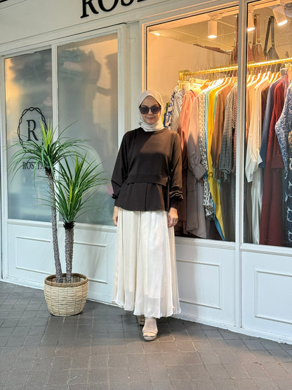 Elma Layered Knit Blouse in Rich Brown (NEW!)