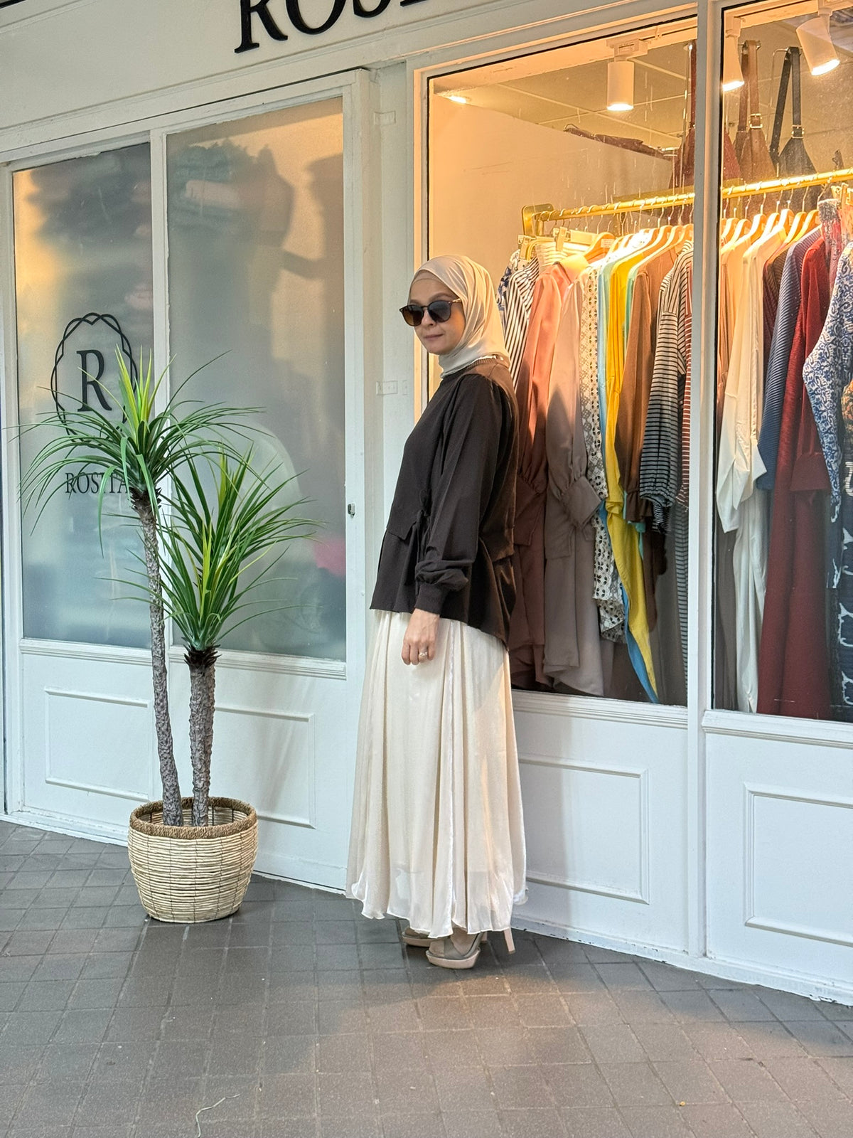 Elma Layered Knit Blouse in Rich Brown (NEW!)