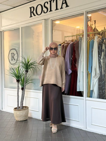 Sally A-Line Scuba Skirt in Rich Brown (NEW!)