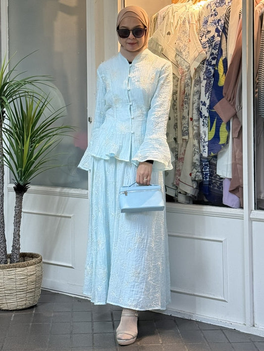 Bella Floral Embroidered Skirt Set in Tiffany (NEW!)
