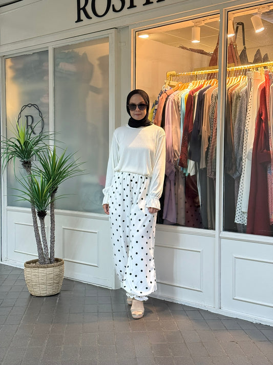 Hyda Balloon Polka Dot Pants in White (NEW!)