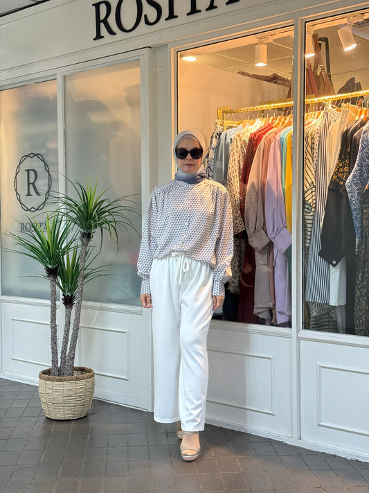 Ciara Drawstring Pants in White (NEW!)