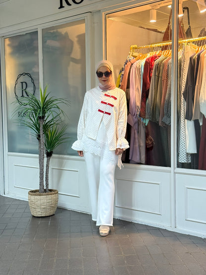 ND Mandarin Collar Top in White (NEW!)