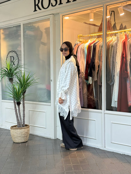 Rizqa Polka Dot Lace Top in White (NEW!)