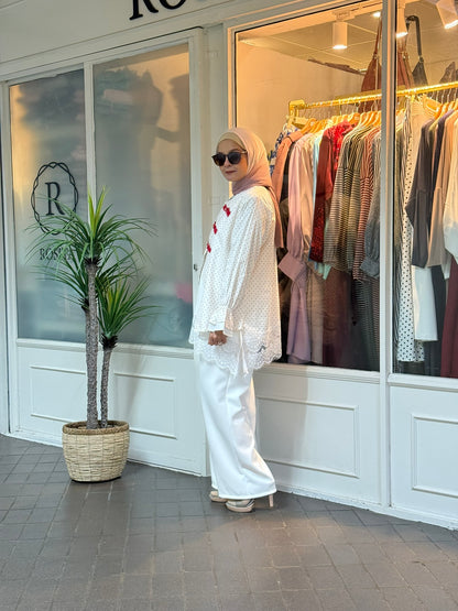 ND Mandarin Collar Top in White (NEW!)
