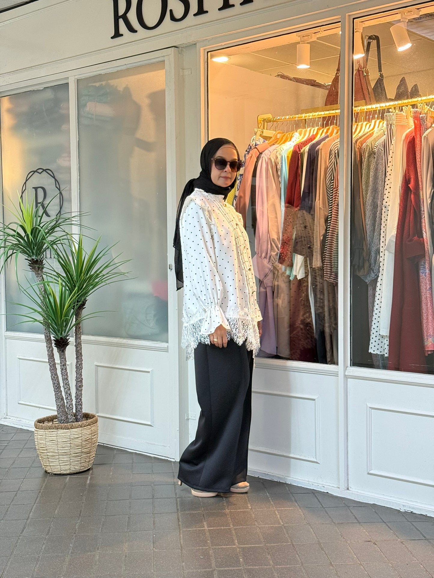 Rizqa Polka Dot Lace Top in White (NEW!)