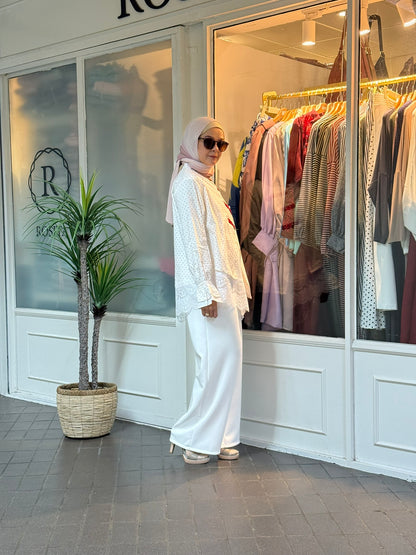 ND Mandarin Collar Top in White (NEW!)