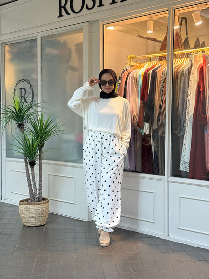 Hyda Balloon Polka Dot Pants in White (NEW!)