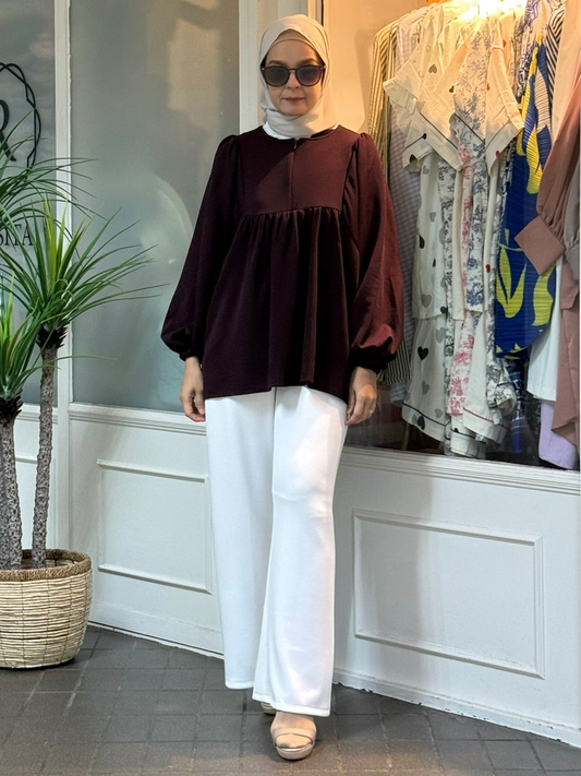 Lisa Babydoll Top in Wine (NEW!)
