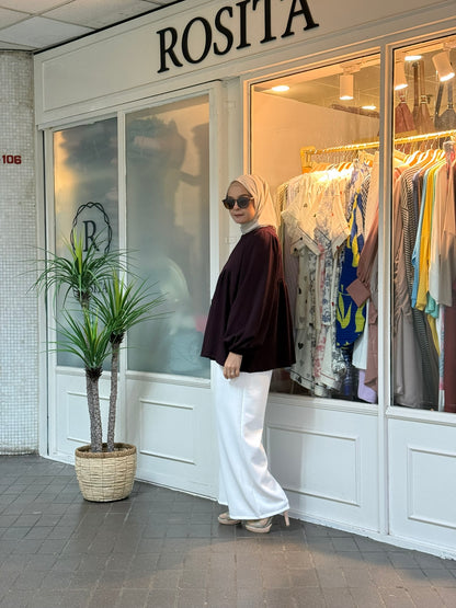 Lisa Babydoll Top in Wine (NEW!)
