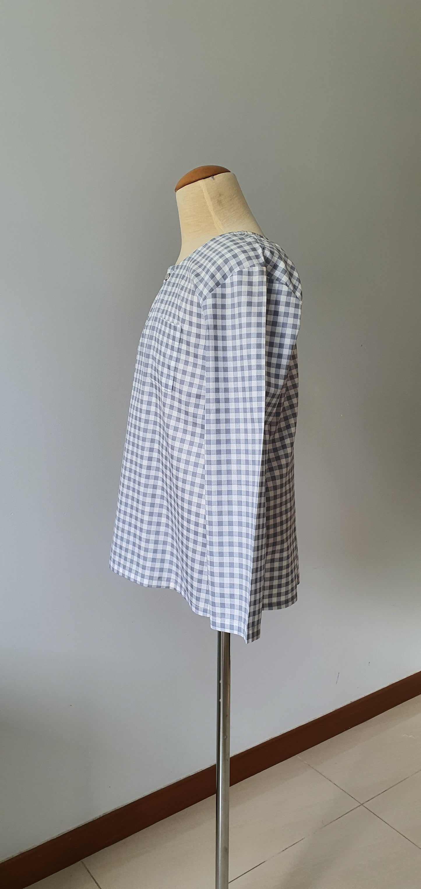 Boys Anas Kurta in Checkered Ash