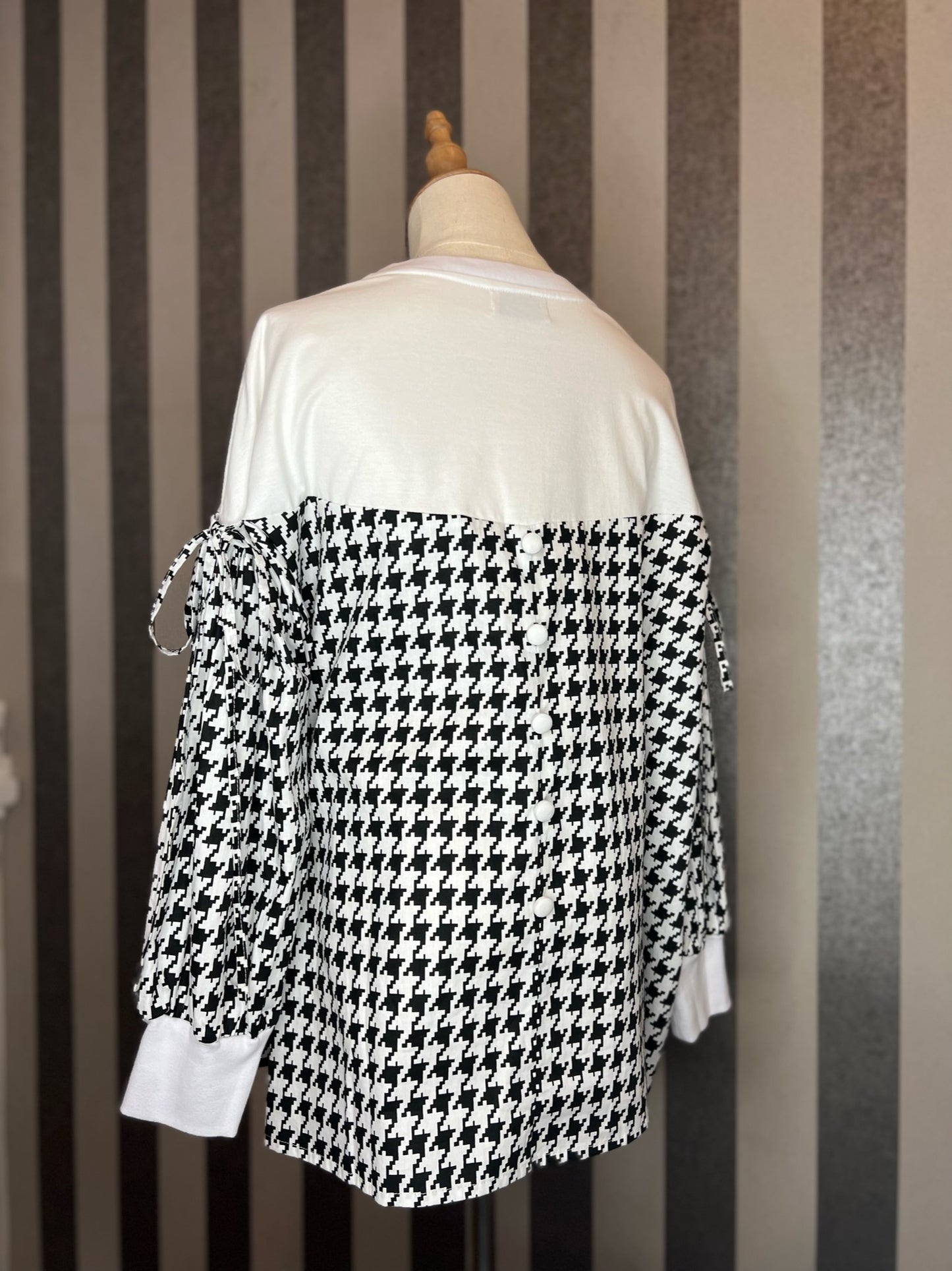 Joy Drawstring Blouse 2.0 in Houndstooth (NEW!)