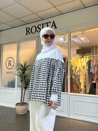 Joy Drawstring Blouse 2.0 in Houndstooth (NEW!)