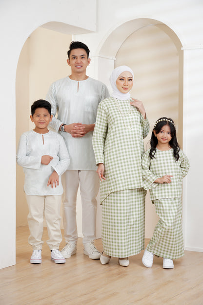 Seri Kurung in Lime Green Gingham (Ladies) (NEW!)